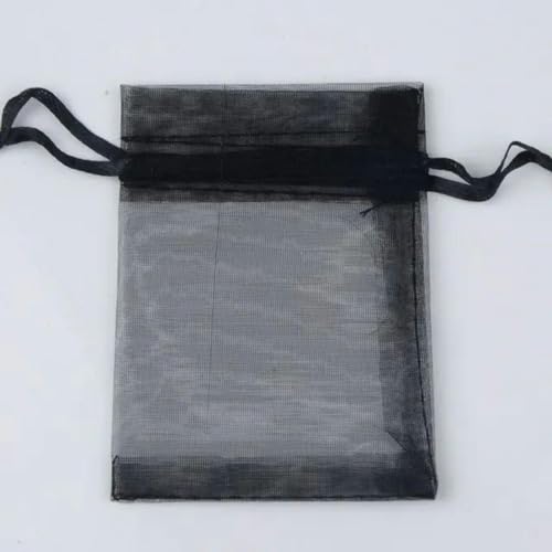 CTRSM Organzabeutel, Kleine Kordelzugtasche, 50 Teile/los Bunte Organza Beutel 7x9 9x12 10x15CM Schmuck Verpackung Taschen Hochzeit Lagerung Kordelzug Beutel(Black) von CTRSM