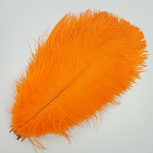 CTRSM Spitze mit Federfransen, 10Pcs Farbige for Handwerk Feder Hochzeit Party Decor Tisch Mittelstücke Schmuck Kunsthandwerk Dekoration(Orange,35 40cm) von CTRSM