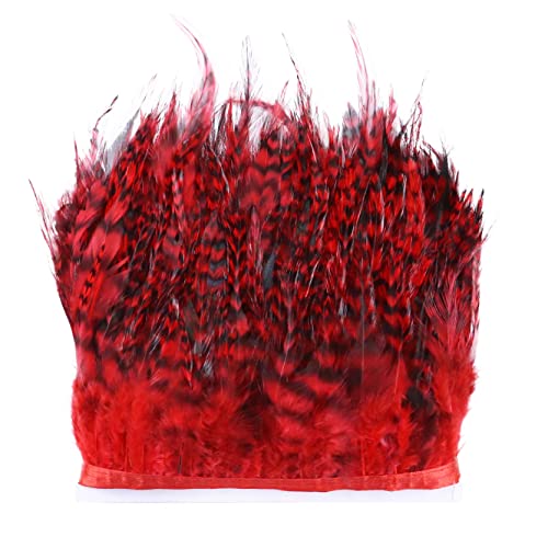 CTRSM Spitze mit Federfransen, 5,5 Yards 4-6 '' Federn Trim Fringe DIY Hochzeit Party Nähen Kleidung Plumes Dekoration(Red) von CTRSM