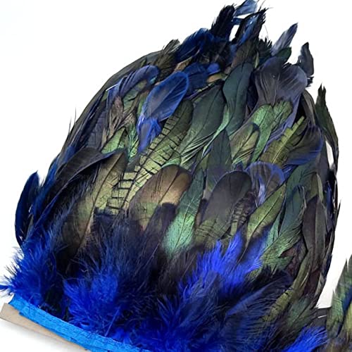 CTRSM Spitze mit Federfransen, 5,5 Yards Länge Federn Trimmt Fransen Federn Band DIY Nähen Kleidung Hochzeit Dekoration Kleidung(Blue Feathers) von CTRSM