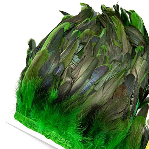 CTRSM Spitze mit Federfransen, 5,5 Yards Länge Federn Trimmt Fransen Federn Band DIY Nähen Kleidung Hochzeit Dekoration Kleidung(Grass Green Feathers) von CTRSM