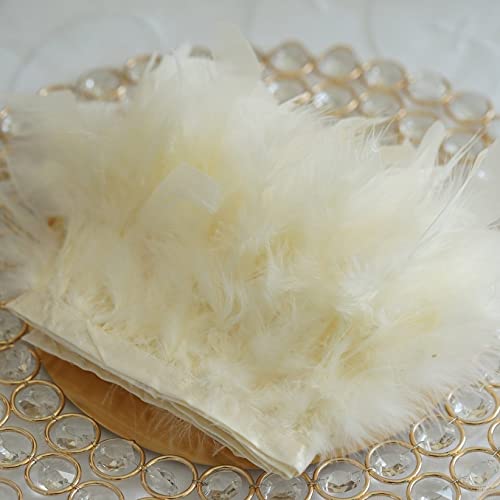 CTRSM Spitze mit Federfransen, 5 Yards Federn Trimmt Fringe Farbe DIY Band Hochzeit Kleid Dekoration Nähen Plumes Handwerk(Beige) von CTRSM