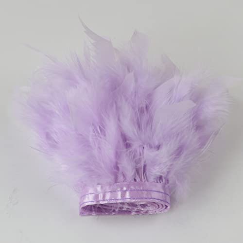 CTRSM Spitze mit Federfransen, 5 Yards Federn Trimmt Fringe Farbe DIY Band Hochzeit Kleid Dekoration Nähen Plumes Handwerk(Light Purple) von CTRSM