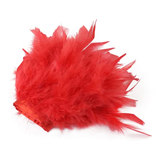 CTRSM Spitze mit Federfransen, 5 Yards Federn Trimmt Fringe Farbe DIY Band Hochzeit Kleid Dekoration Nähen Plumes Handwerk(Red) von CTRSM