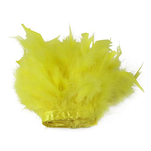 CTRSM Spitze mit Federfransen, 5 Yards Federn Trimmt Fringe Farbe DIY Band Hochzeit Kleid Dekoration Nähen Plumes Handwerk(Yellow) von CTRSM