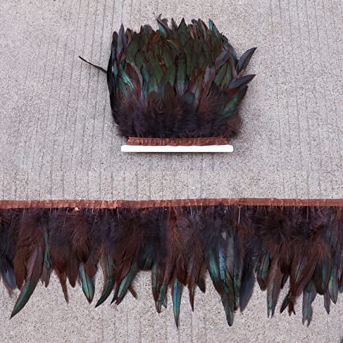 CTRSM Spitze mit Federfransen, 5Yd 6-8 Zoll Breite Feder Fransen Trim Huhn Hackle Federn DIY Handwerk Kleidung Zubehör(Coffee) von CTRSM