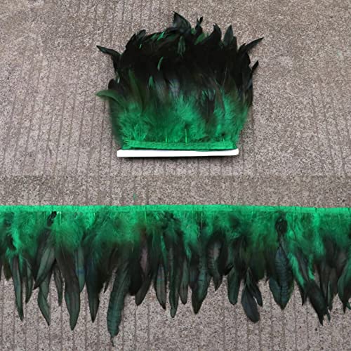 CTRSM Spitze mit Federfransen, 5Yd 6-8 Zoll Breite Feder Fransen Trim Huhn Hackle Federn DIY Handwerk Kleidung Zubehör(Grass) von CTRSM