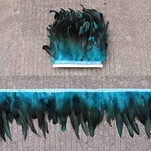 CTRSM Spitze mit Federfransen, 5Yd 6-8 Zoll Breite Feder Fransen Trim Huhn Hackle Federn DIY Handwerk Kleidung Zubehör(Turquoise) von CTRSM