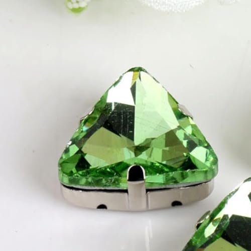 CTRSM Strasssteine ​​zum Aufnähen, 18 mm, 50 Stück/Packung, dreieckige Glas-Strasssteine ​​zum Aufnähen mit Krallen-Strass-Metallbasis, Schnalle, Kristallstein, Diamant for Kleidung(Peridot) von CTRSM