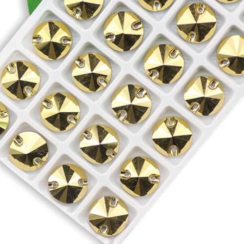 CTRSM Strasssteine ​​zum Aufnähen, Aufnäher aus Strasssteinen, rund, Glaskristall, bunt, Flache Rückseite, Nähstein for Hochzeitskleid, DIY-Fixierung, Stoff(Gold,10mm 72pcs) von CTRSM