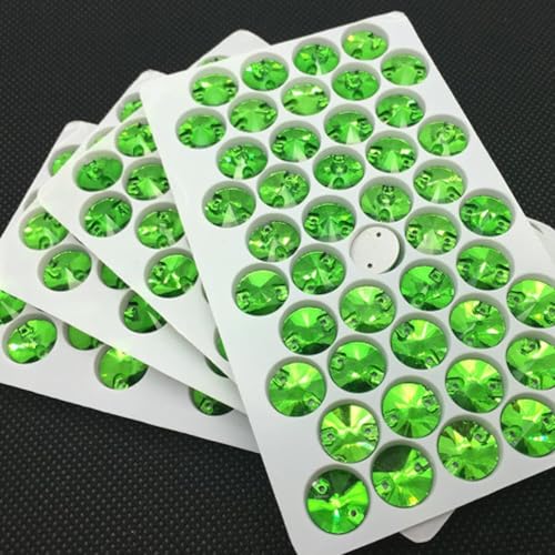 CTRSM Strasssteine ​​zum Aufnähen, Aufnäher aus Strasssteinen, rund, Glaskristall, bunt, Flache Rückseite, Nähstein for Hochzeitskleid, DIY-Fixierung, Stoff(Green,8mm 84pcs) von CTRSM