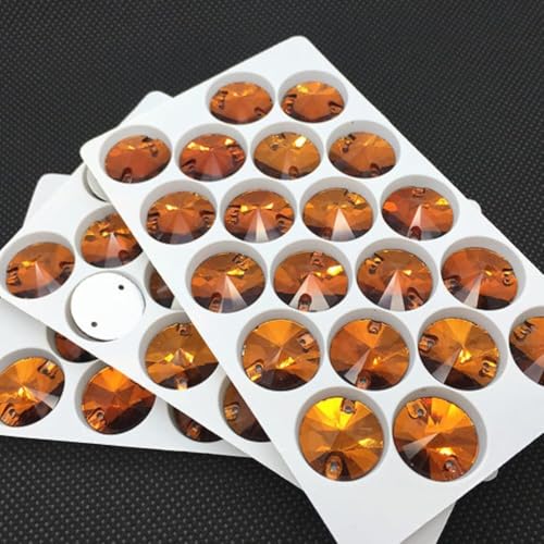 CTRSM Strasssteine ​​zum Aufnähen, Aufnäher aus Strasssteinen, rund, Glaskristall, bunt, Flache Rückseite, Nähstein for Hochzeitskleid, DIY-Fixierung, Stoff(Orange,14mm 36pcs) von CTRSM