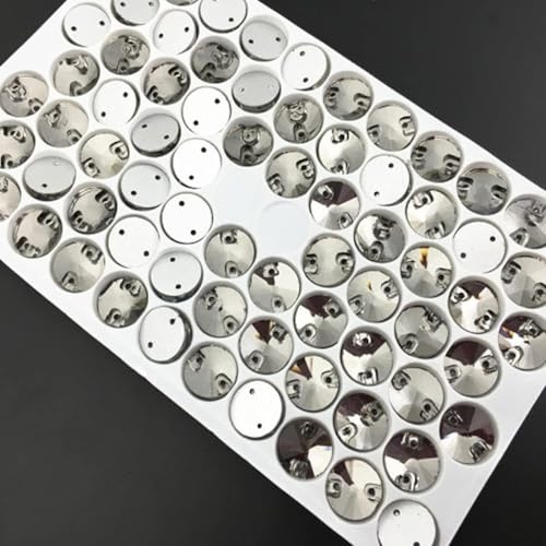 CTRSM Strasssteine ​​zum Aufnähen, Aufnäher aus Strasssteinen, rund, Glaskristall, bunt, Flache Rückseite, Nähstein for Hochzeitskleid, DIY-Fixierung, Stoff(Silver,10mm 72pcs) von CTRSM