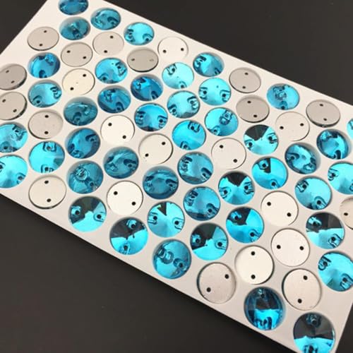 CTRSM Strasssteine ​​zum Aufnähen, Aufnäher aus Strasssteinen, rund, Glaskristall, bunt, Flache Rückseite, Nähstein for Hochzeitskleid, DIY-Fixierung, Stoff(Sky Blue,8mm 84pcs) von CTRSM