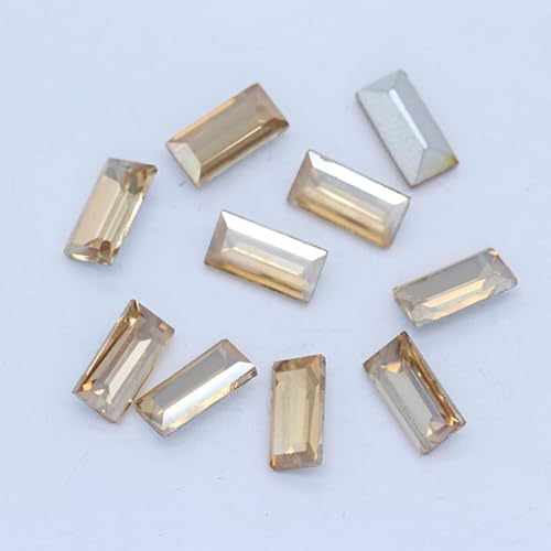 CTRSM Strasssteine ​​zum Aufnähen, Farben Rechteck Punkt Folie Rückseite Stein Facettierte Kristall Strass Nail Art Dekoration DIY Schmuck Machen Perlen(Gold,3x7mm 20pcs) von CTRSM