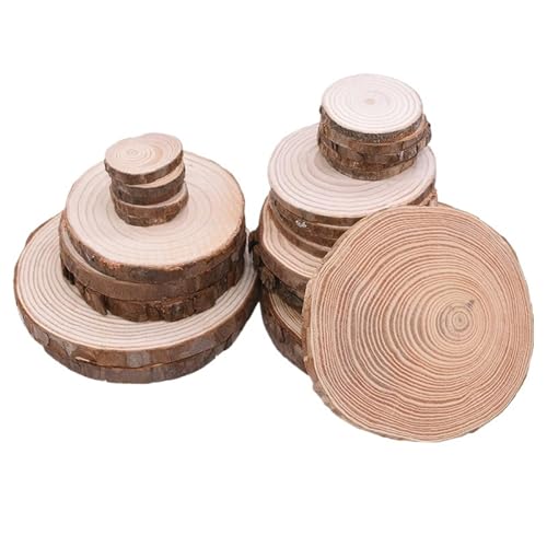 Holzscheiben, Holzscheiben für Basteln, 1–10 Stück 3–12 cm natürliches Kiefernholz, runde, unlackierte Holzscheiben, Kreise, Holzscheiben, DIY-Malerei, rustikale Hochzeit, Party, Holzhandwerk(10-12cm- von CTRSM