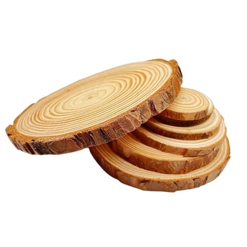 Holzscheiben, Holzscheiben für Basteln, 3–12 cm dick, 1 Packung, runde, unlackierte Holzscheiben aus natürlichem Kiefernholz, Kreise mit Baumrinde, Scheitscheiben, DIY-Handwerk, Hochzeit, Party, Maler von CTRSM