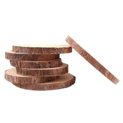 Holzscheiben, Holzscheiben für Basteln, 3–12 cm dick, 1 Packung, runde, unlackierte Holzscheiben aus natürlichem Kiefernholz, Kreise mit Baumrinde, Scheitscheiben, DIY-Handwerk, Hochzeit, Party, Maler von CTRSM