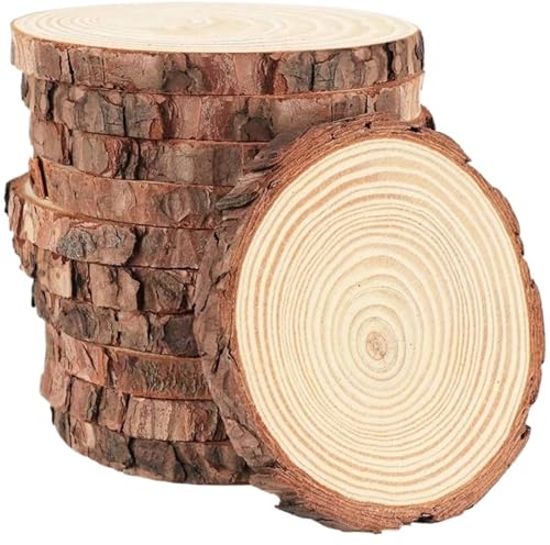 Holzscheiben, Holzscheiben für Basteln, 3–16 cm/1–10 Stück dicke natürliche Kiefernholzscheiben, runde, unbehandelte Holzscheiben, Kreise mit Baumrinde, Scheitscheiben, DIY-Handwerk, Hochzeit, Party, von CTRSM