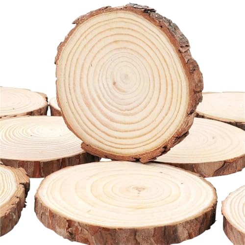 Holzscheiben, Holzscheiben für Basteln, Unbehandelte Naturholzscheiben, 3–20 cm dick, Bastelholz-Set, Kreise, Bastelarbeiten, Weihnachtsschmuck, DIY-Bastelarbeiten mit Rinde for Basteln(10-12cm 2pcs) von CTRSM