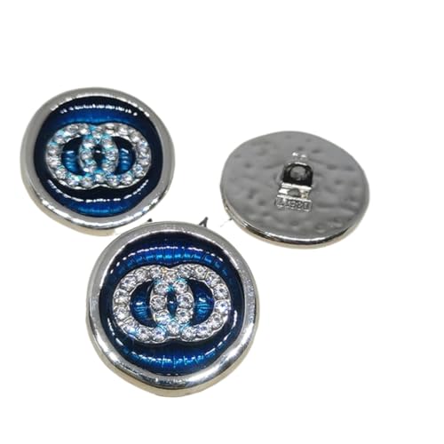 Knöpfe für Annähen, 6 Stück Strass-Metallknöpfe zur Kleidungsdekoration, runder großer Knopf for Nähen von Handarbeiten for Frauen, Gold, 17 mm(Blue,25mm) von CTRSM