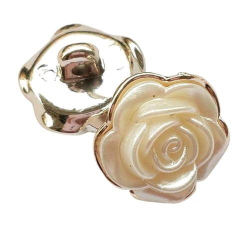 Knöpfe für Annähen, Kunststoffknöpfe mit funkelnden Rosenblüten, 18 mm, weiß, vergoldet, for Nähen von Kleidung, 10 Stück, 18 mm(Gold) von CTRSM