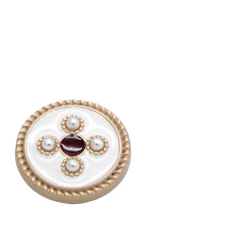 Knöpfe für Annähen,Perlenknöpfe, 6 Stück modische Metallknöpfe mit Kunstperlen for Kleidungsstücke, Damenpullover, dekorative große Knöpfe, Nähzubehör(White Red,18mm) von CTRSM