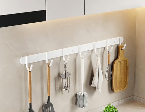 Küchenutensilienhalter, Küchenhaken, Kleiderstange for Küchenutensilien, Aufbewahrungs-Wand-Werkzeughalter, 2 Stück Wandhaken aus Edelstahl mit abnehmbarem Haken for Badezimmer und Schlafzimmer(White, von CTRSM