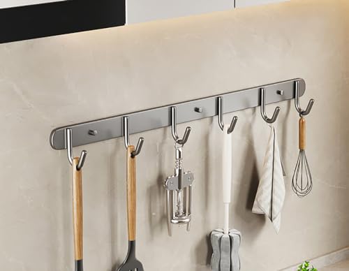 Küchenutensilienhalter, Küchenhaken, Kleiderstange for Küchenutensilien, Aufbewahrungs-Wand-Werkzeughalter, 2 Stück Wandhaken aus Edelstahl mit abnehmbarem Haken for Badezimmer und Schlafzimmer(Gray,4 von CTRSM