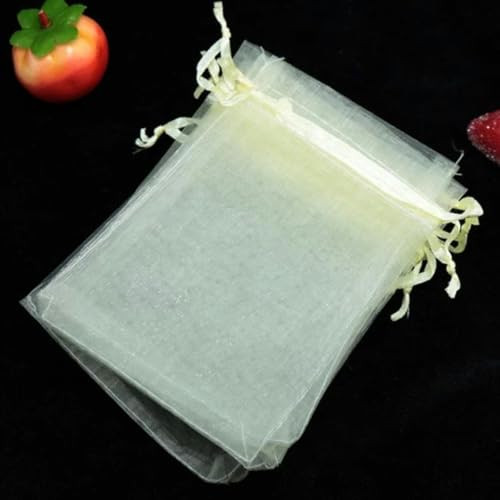 Organzabeutel, Kleine Kordelzugtasche, 50 stücke 5x7/7x9cm Kordelzug Organza Beutel Verpackung Tuch Stoff Beutel for Bijouterie Candy Hochzeit(Beige) von CTRSM