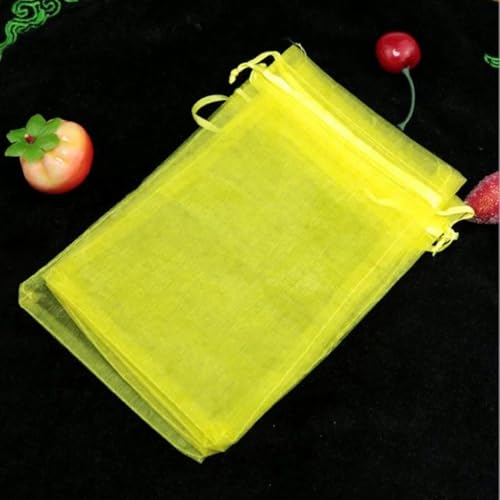 Organzabeutel, Kleine Kordelzugtasche, 50 stücke 5x7/7x9cm Kordelzug Organza Beutel Verpackung Tuch Stoff Beutel for Bijouterie Candy Hochzeit(Yellow) von CTRSM