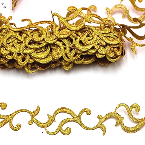 Pailletten, 1 Yard Gold Silber bestickte Spitzenbänder for Aufbügeln for Bastel-DIY-Projekte, Kostüm-Applikationen, Kleidungsverzierungen(Gold,6 Yards) von CTRSM