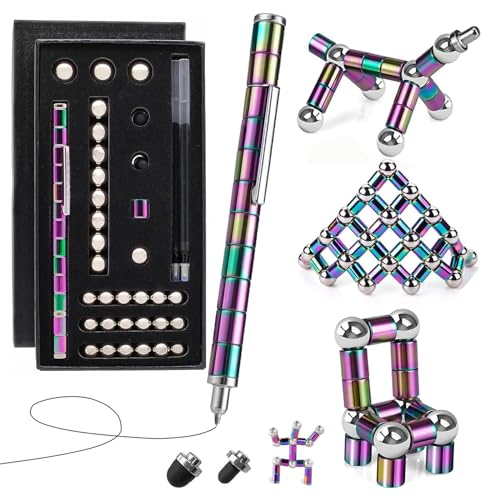 CTYESGH Magnetic Pen Fidget Pen,Magnetischer Kugelschreiber,Lustig Multifunktions Magnetstift, Stressabbau Druckkugelschreiber für Junge Männer & Frauen(Mehrfarbig) von CTYESGH