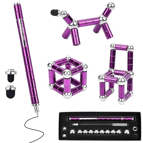 Magnetic Fidget Pen,Magnetischer Kugelschreiber,Lustig Multifunktions Magnetstift, Stressabbau Druckkugelschreiber für Junge Männer & Frauen (Lila) von CTYESGH