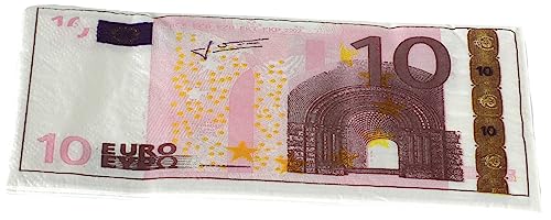 CUCUBA 10 Servietten, 2-lagig, 34 x 33 cm, blau, für Geburtstag, Thema Banknote, 10 Euro von CUCUBA