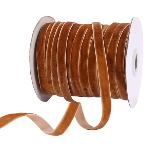 50 Yards Samtband, 1 cm leichte Kaffeebandband für Geschenkverpackung, Bugherstellung, Kränze, Blumensträuße von CUCUFA