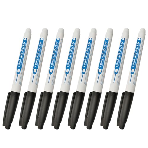 CUCUFA 8pcs Marker Stifte Kunststofffeinspitzenmarker mit Kohlenstoffstahl Langes Nib tragbare Konstruktionsmarkierungen mit Wasserdichten Tinte für Baupositionen Holzbearbeitung Dekoration von CUCUFA