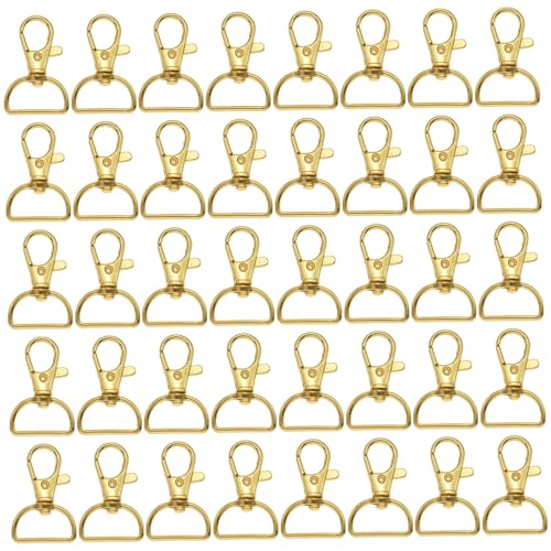 Swivel Snap Hooks 40pcs Sturdy Swivel Clasp -Haken in Breite 20mm Schlüsselkettenhaken Zinklegierung Schlüsselbund Clip Gold D Ring Clips für Lanyard -Geldbörsen -Hardware DIY Craft, Keychain Clip von CUCUFA