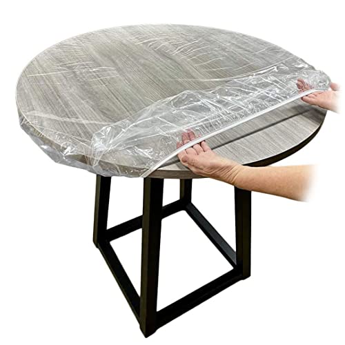 Vinyl angepasstes Tischdecke rund transparent elastische Tischdecke wasserdichte Tabelle Abdeckung 90-110 cm von CUCUFA