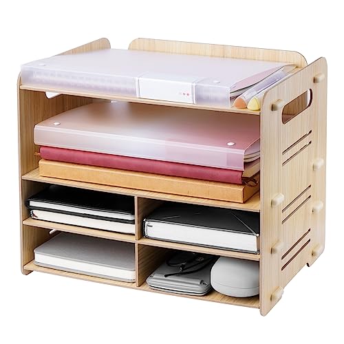 CUESVAP Ablagefächer Stapelbar, Briefablage A4, 31.6 x 22 x 26.6 cm, Dokumentenablage Holz für Organizer Schreibtisch von CUESVAP