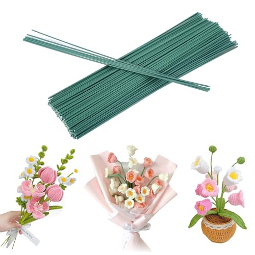 150 Stück Blumendraht Grün Blumenstamm Draht Grün 30CM Floristendraht Länge 2mm Durchmesser Blumenstieldraht Blumendraht für Handwerk Kranz Blumenstrauß von CUINIUNAID