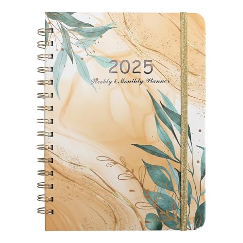 Terminplaner 2025 Kalender 2025 Ringbuch A5 mit Blumen Lesezeichen Planer 2025 Kalender 2025 Buchkalender 2025 Januar bis Dezember Wochenplaner Schülerplaner 2025 Planner 2025 Taschenkalender (Grün) von CUINIUNAID