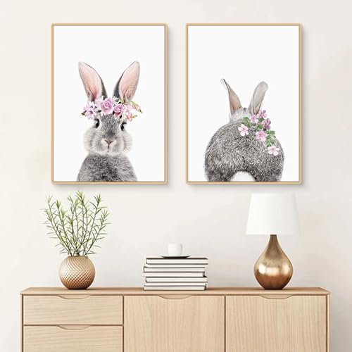 CULASIGN 2er Set Bilder Kinderzimmer Deko | Premium Kaninchen Poster | Ohne Bilderrahmen | Wandbilder Junge Mädchen | Babyzimmer Kinderzimmer Deko | Wandposter (EF,50x70cm) von CULASIGN