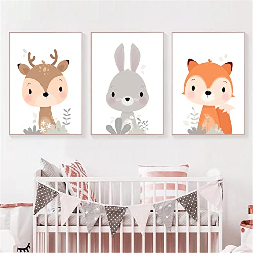 CULASIGN 3er Set Bilder Kinderzimmer, Tiere Kinderposter ohne Rahmen, Poster Babyzimmer Deko, Waldtiere Wandbilder für Kinder Junge Mädchen (ABC,50x70cm) von CULASIGN