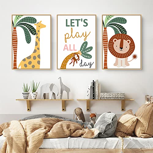 CULASIGN 3er Set Bilder Kinderzimmer Deko, DIN A4 Kinderposter, Poster Babyzimmer Waldtiere Wandbilder, Tiere Kinderbilder OHNE Rahmen, Wandposter Jungen und Mädchen (ABC,21x30cm) von CULASIGN