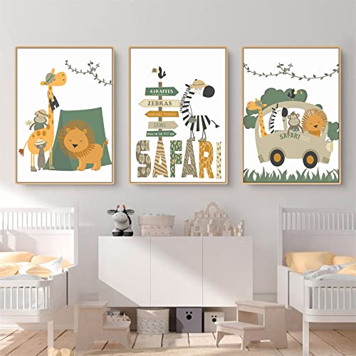 CULASIGN 3er Set Bilder Kinderzimmer Deko, DIN A4 Kinderposter, Poster Babyzimmer Waldtiere Wandbilder, Tiere Kinderbilder OHNE Rahmen, Wandposter Jungen und Mädchen (DEF,21x30cm) von CULASIGN