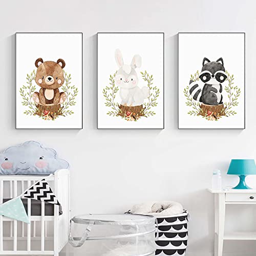 CULASIGN 3er Set Bilder Waldtiere - Poster Kinderzimmer Deko, Wandbilder DIN A4 ohne Bilderrahmen, Tiere Kinderposter Babyzimmer Mädchen und Junge (30x40cm,ABC) von CULASIGN