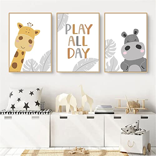 CULASIGN 3er Set Poster Kinderzimmer, Waldtiere Bilder Babyzimmer Deko Junge Mädchen, Tiere Kinderposter Set Wandbilder DIN A4 Kinderbilder ohne Bilderrahmen (ABH,21x30cm) von CULASIGN