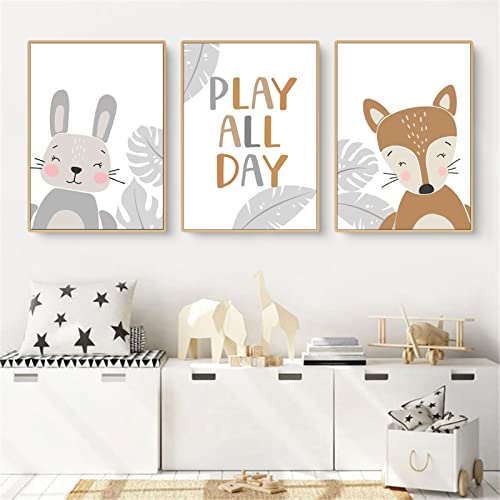 CULASIGN 3er Set Poster Kinderzimmer, Waldtiere Bilder Babyzimmer Deko Junge Mädchen, Tiere Kinderposter Set Wandbilder DIN A4 Kinderbilder ohne Bilderrahmen (EFH,30x40cm) von CULASIGN