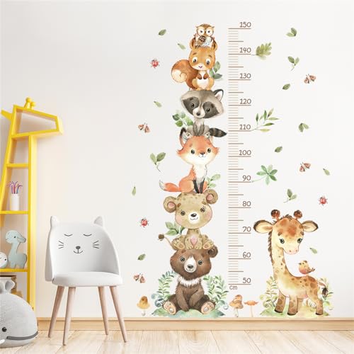 CULASIGN Kinder Höhe Diagramm Wandtattoo Messlatte, Abnehmbar DIY Wald Tiere Wandaufkleber Kinder, Kaninchen Bär Löwe Wandbild Wandsticker für Kinderziemmer Dekoration von CULASIGN